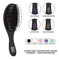 Brosse à cheveux ovale en nylon à poils de sanglier anti-frisottis avec logo personnalisé, pour cheveux épais et mouillés, démêlante et massante pour le cuir chevelu