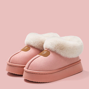 Pantoufles en coton pour femmes en hiver, chaudes, en peluche, à semelle épaisse, antidérapantes, à porter à l'extérieur - Product Image 5