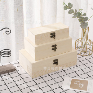 <b>Pine</b> Wooden Storage <b>Boxes</b> Rectangle 6cm Stackable Gift Craft Packaging - Product Image 1