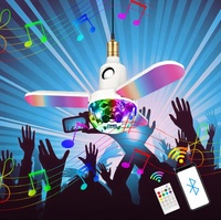 Lampe musicale à LED à trois feuilles de 40 W avec grand projecteur de boule de cristal RVB et télécommande