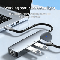 Hub USB 3.0 de 3 Puertos con Ethernet Gigabit de 1000 Mbps, RJ45, Tipo C, de Aluminio, con Cable, Tarjeta de Red Externa, Estación de Acoplamiento, Listo para Enviar