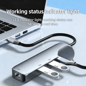 พร้อมจัดส่ง Gigabit Ethernet 1000Mbps RJ45 ฮับ 3 พอร์ต USB 3.0 อลูมิเนียม ฮับแบบมีสาย Type-C การ์ดเชื่อมต่อเครือข่ายภายนอก แท่นวางอุปกรณ์ - Product Image 6