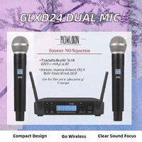 GLXD24 Système de microphones dynamiques à deux canaux UHF sans fil MIC à main Construction en plastique pour scène, église, mariage