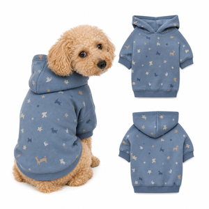Sudadera con capucha para perro con estampado de estrella azul y cachorro, ropa para perros, ropa para mascotas OEM, sudadera con capucha para mascotas de manga larga con forro polar suave - Product Image 1