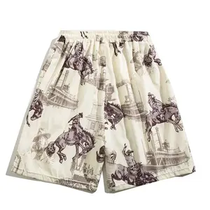 Fábrica al por mayor barato diseño personalizado sudor playa Streetwear pantalones cortos hombres verano moda cordón Casual Anime pantalones cortos