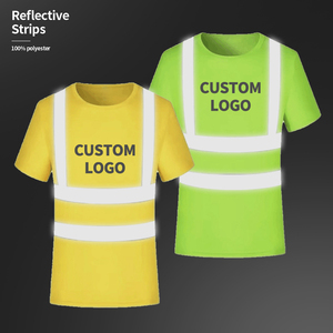 เสื้อยืดทำงานฤดูร้อนแบบแห้งเร็ว ระบายอากาศได้ดี ความหนาแน่น 150 GSM มองเห็นได้ชัดเจน มีแถบสะท้อนแสง คอกลม แขนสั้น ผ้าโพลีเอสเตอร์ 100% - Product Image 1