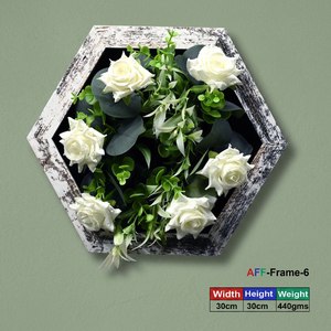 Hexagonal Wooden Artificial <b>Flower</b> <b>Wall</b> Frame 30x30 cm (AFF-Frame-6) - Product Image 3