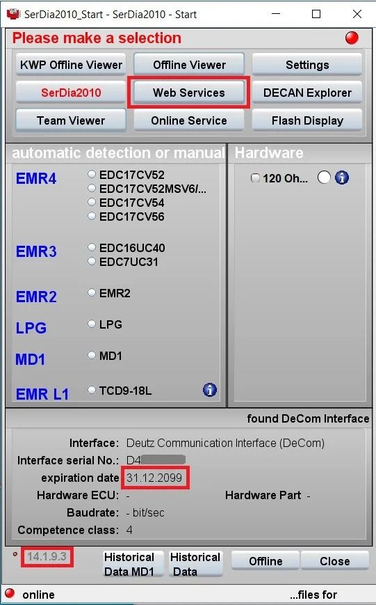 Serdia2010 for Deutz SerDia 2010 6 Level Class 4 License Update to 2099 ...
