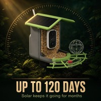 Caméra pour mangeoire à oiseaux 128 Go 4MP solaire IP65 avec reconnaissance IA des oiseaux en matériau ABS