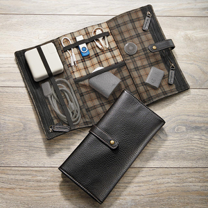 Estuche de Cuero para Banco de Energía, Organizador de Cables y Audífonos, Multifuncional, Suave, para Viajes, Bolsa para Dispositivos Digitales - Product Image 1