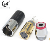 Konektor Jack Interface Seimbang YIVO XSSH Hifi Audio DIY Female Male 3/4 Pin Berlapis Serat Karbon Rhodium Emas Cannon XLR Plug