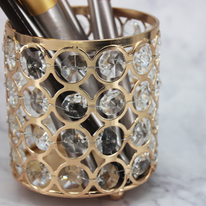 European Crystal Makeup Brush <strong>Storage</strong> Barrel Home Crafts <strong>Decoration</strong> Metal Jewelry <strong>Box</strong> <strong>for</strong> Bathroom Living Room Drawer Organizer - Product Image 2