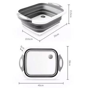 เขียงพลาสติกพับได้สำหรับตั้งแคมป์ตะกร้าระบายน้ำผักผลไม้แบบ2อิน1 - Product Image 4