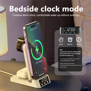 Cargador universal portátil inalámbrico con reloj despertador para todo en uno iPhone 4 en 1 cargador inalámbrico práctico Induktion Ladestation - Product Image 5