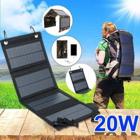 Panneau solaire pliable 20W, chargeur de panneaux solaires portables USB 5V DC, alimentation solaire à pleine puissance, alimentation mobile