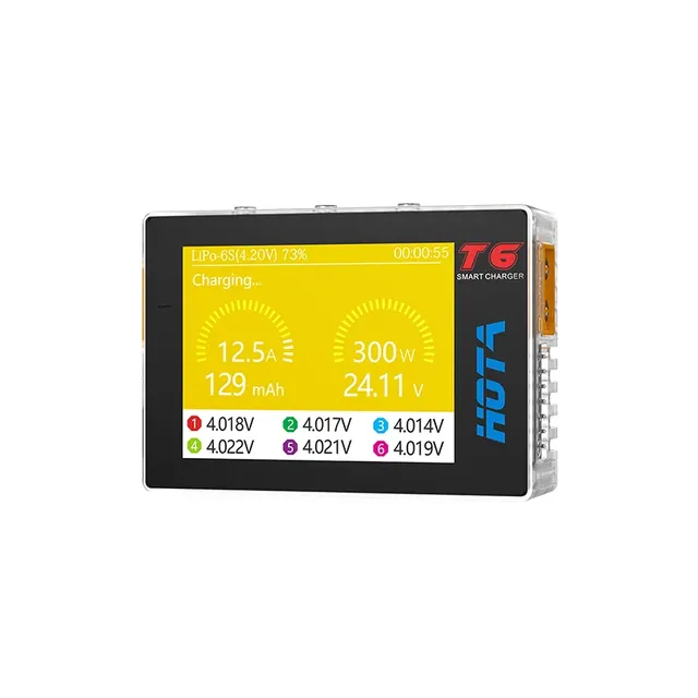 HOTA T6 Smart Charger DC/PD Dual Input 300W 2.4IPS Supports XT60 and TYPE-C Interfaces Compatible PD3.0 FPV RC Battery Charger
