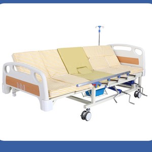Lit médicalisé manuel Mz 486 en acier inoxydable pour soins aux personnes âgées, avec dossier et barrières latérales réglables - Product Image 3