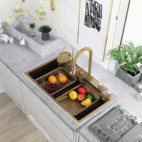 Robinet de cuisine intelligent TELISIYA moderne en acier inoxydable noir avec cascade, écologique, avec lave-tasses, installation personnalisée, garantie 2 ans