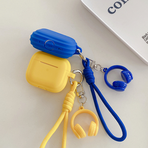 Funda Protectora de Color Sólido para <span class=keywords><strong>Apple</strong></span> <span class=keywords><strong>Airpods</strong></span> 1 2 3 4 Pro 2 3, Funda para Auriculares Inalámbricos con Correa para la Muñeca, Bonito Colgante para Auriculares, Caja de Carga - Product Image 3