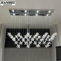Lampes suspendues en cristal LED personnalisées avec hauteur réglable pour restaurant et salon - Blanc chaud