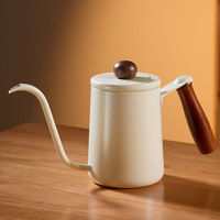 Pot à café à col de cygne en acier inoxydable avec manche en noyer de 350ml