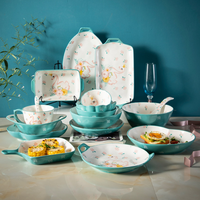 Prix de gros Fantaisie Maison Restaurant Céramique Vaisselle Ensembles Chine Porcelaine Vaisselle Couverts Ensemble Assiette Bol Cuillère Baguettes
