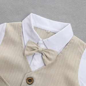 Ensemble deux pièces d'été pour bébés et enfants : Nouveauté – Costume élégant pour garçons avec chemise à nœud papillon et short - Product Image 4