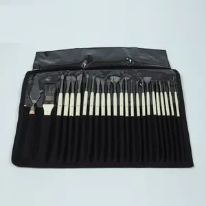 24 Stück Pack Artist Paint Brushes Travel White Kunststoff griff Ölgemälde pinsel mit schwarzer wasserdichter Oxford-Tasche