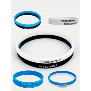 Pulsera de Silicona Ecológica con Grabado en Relieve, Diseño Cristiano, Ancho de 5 mm, Delgada, Deportiva, con la Frase 'GOD IS FIRST I AM SECOND', Disponible al por Mayor - Product Image 6