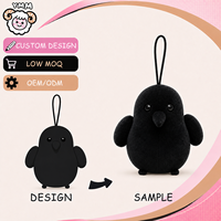 Peluche personnalisée en forme d'oiseau noir mignon, jouet en peluche doux, figurine en peluche, OEM ODM, faible MOQ, cadeau, vente en gros