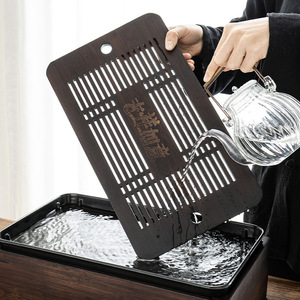 Rectangular Tea Tray <b>Storage</b> <b>Box</b> With <b>Drawer</b> Multi Compartment For Home Kung Fu Tea Set Organization - Product Image 3