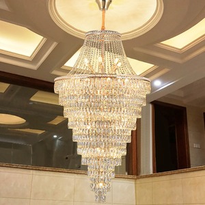 Techo alto Villa Hotel escaleras vestíbulo oro moderno vidrio lujo grande K9 cristal caída araña - Product Image 2