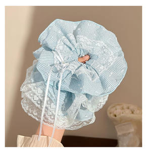 Sea <strong>Light</strong> Blue Ballet Mesh Lace Hair Tie Blue Stripes Large Intestine <strong>Loop</strong> French Sweet Oversized Scrunchies Hair Accessories - Product Image 2