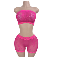 Ensemble de danse de salon deux pièces pour femmes adultes avec strass, tenue de pole dance en Spandex/Nylon, style kits