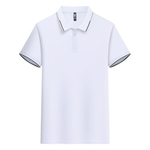 Polo Shirt Short Sleeve Solid Color Polyester Work Uniform Daily Wear White - Product Image 1