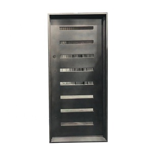 Portes simples en fer forgé noires supérieures carrées d'entrée de sécurité française simple avec la coupure thermique de conception en verre - Product Image 4