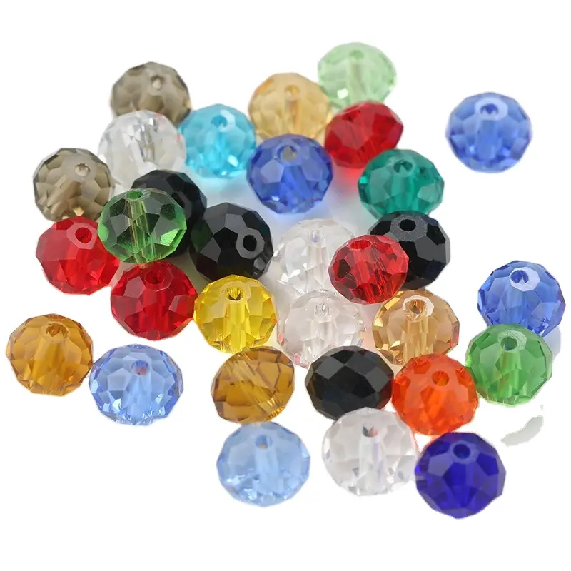 Factory Supplier Crystal Glass Round 8mm 10mm 12mm 14mm Faces Rondelle Beads for Jewelry Fashion Diy Decorations