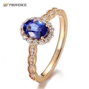 Bague en pierres précieuses Starsgem 10K 14K 18K Or massif Bleu royal Forme ovale Pierre précieuse de laboratoire cultivée Bague de fiançailles de mariage Bijoux pour femmes - Product Image 1