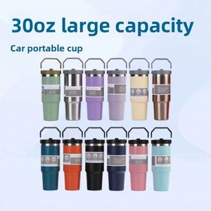 Gobelet isotherme en acier inoxydable de 30 oz avec logo personnalisé, bouteille d'eau isolée sous vide avec poignée, cadeau promotionnel pour les événements d'entreprise - Product Image 2