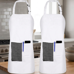 White Bib <b>Apron</b> With Pockets Cotton Simple Style For <b>Cooking</b> Daily Use Machine Washable - Product Image 3