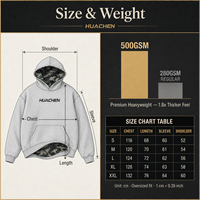 Sweat à capuche réversible personnalisé double face 400 g/m² motif camouflage épais streetwear oversize pour hommes – Porté des deux côtés