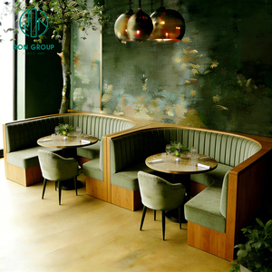 Set di Tavoli e Sedie in Legno a Mezza Luna per Caffetteria e Ristorante, Arredamento con Divano per Coffee Shop - Product Image 6