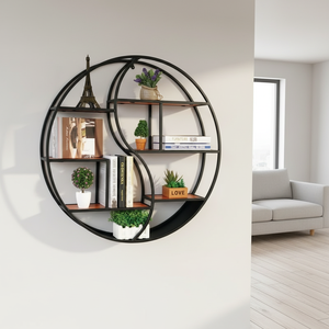 Étagère murale ronde en fer vieilli moderne pour <span class=keywords><strong>bibliothèques</strong></span> de rangement simples pour le salon - Product Image 4