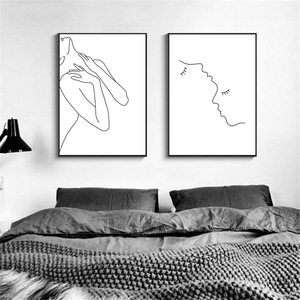 Decoración de Pared Nórdica, Arte Abstracto Figurativo, Siluetas de Mujeres en Perfil Lateral, Retrato, Pintura Facial - Product Image 5