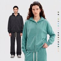 Hoodie Pria Dua Sisi Resleting 350gsm Berbahan Fleece Tebal 19 Warna Jaket Streetwear Oversize Logo Kustom Pakaian Unisex