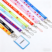 Vente en gros de lanière en satin avec logo mignon, porte-carte d'identité en polyester, bracelet à clip en métal pour bar, fête, infirmière, conception de sécurité