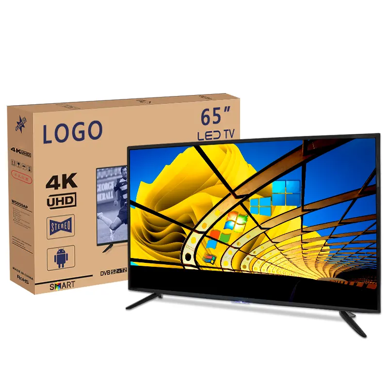 Custom Made Television 4K Smart TV 65 Inch Android TV Television 2K 4K UHD LED A+ Grade Panel Dvb-T2S2