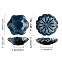 Plat à goût en céramique en forme de fleur Soucoupe en porcelaine Petite assiette Mini sauce soja Assaisonnement Vaisselle Fournitures de cuisine