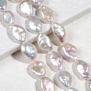 Collier en perles de culture d'eau douce naturelles en forme de riz baroque, 10-14 mm, forte brillance, goutte d'eau, semi-finies, accessoires de bricolage en gros - Product Image 2