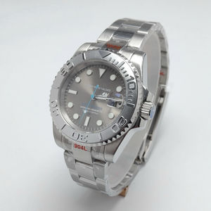 <span class=keywords><strong>Orologio</strong></span> <span class=keywords><strong>da</strong></span> Uomo con Movimento NH35, Lente d'Ingrandimento, Cassa in Acciaio Inossidabile, Quadrante Grigio, Lancette Luminose Verdi, Ghiera Argentata Stile SUB - Product Image 2